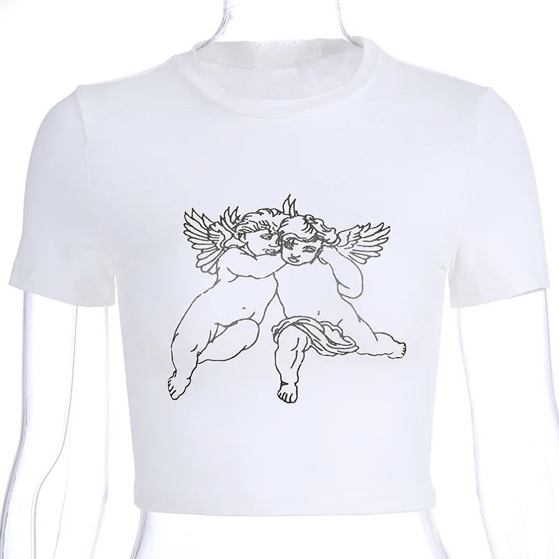 Cartoon Short Sleeve Casual Crop Top