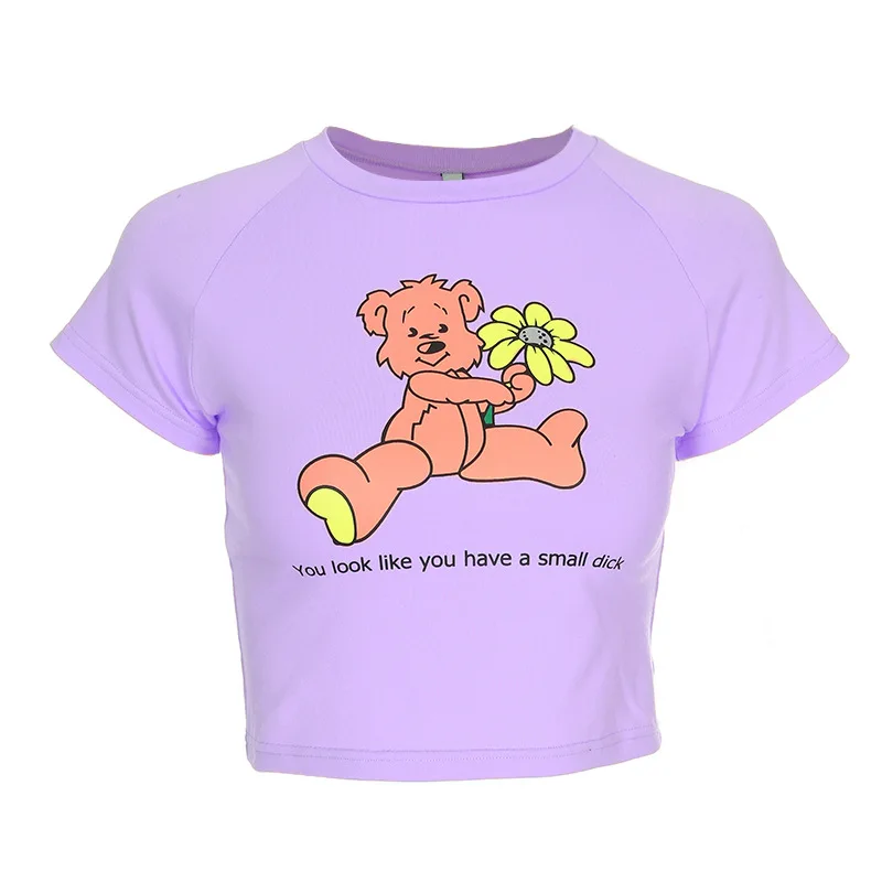 Cartoon Short Sleeve Casual Crop Top