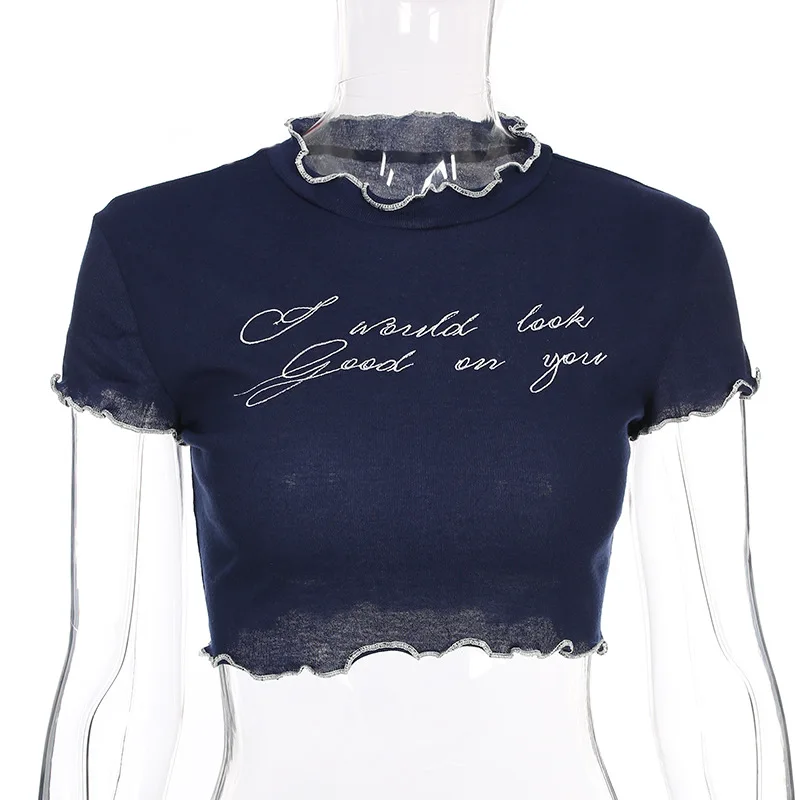 Cartoon Short Sleeve Casual Crop Top