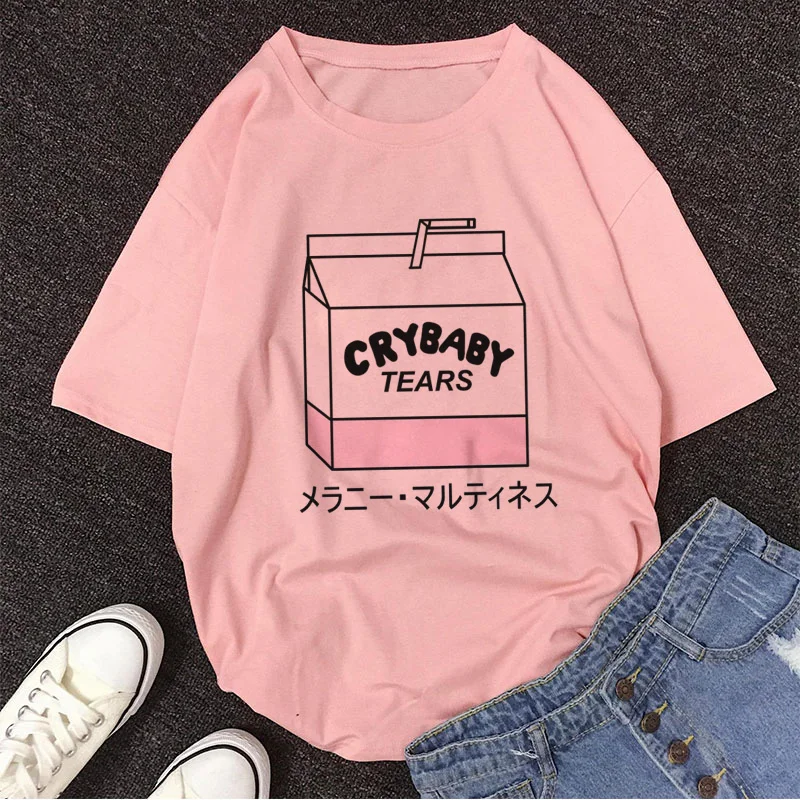 Cartoon Peach Juice Style Print Casual T-Shirt