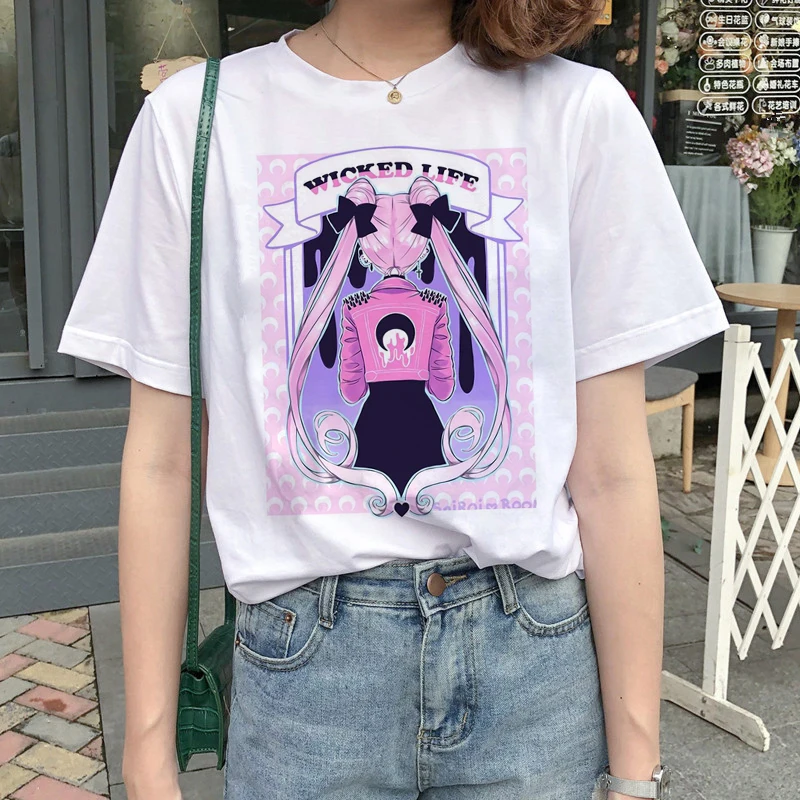 Kawaii Sailor Moon Cartoon Printed Casual T-Shirt Kawaii Sailor Moon Cartoon Printed Casual T-Shirt