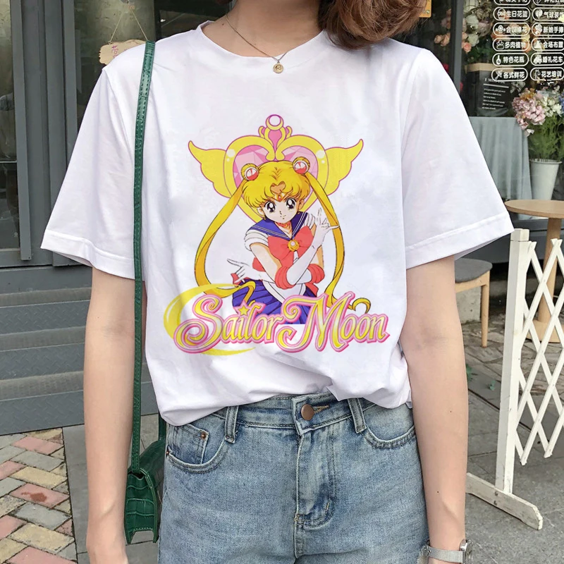 Kawaii Sailor Moon Cartoon Printed Casual T-Shirt Kawaii Sailor Moon Cartoon Printed Casual T-Shirt