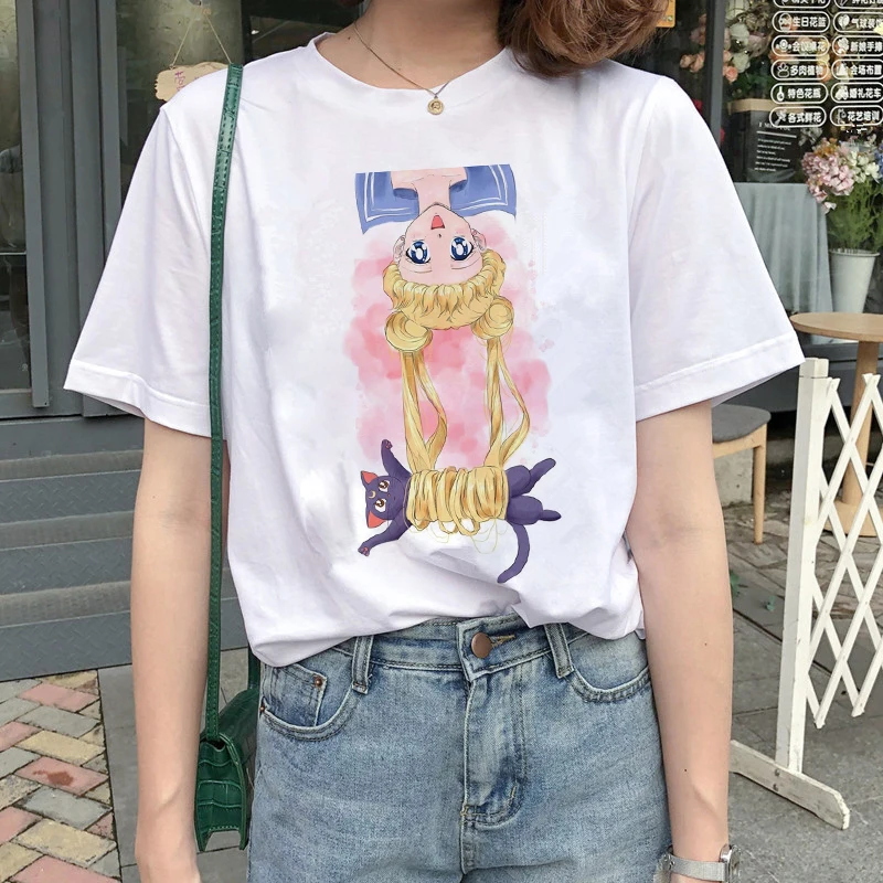 Kawaii Sailor Moon Cartoon Printed Casual T-Shirt Kawaii Sailor Moon Cartoon Printed Casual T-Shirt