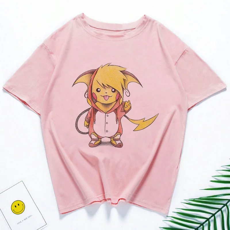Pikachu Cartoon Print Short Sleeve Casual T-Shirt