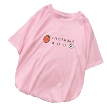 Strawberry Print Short Sleeve Casual T-Shirts Strawberry Print Short Sleeve Casual T-Shirts