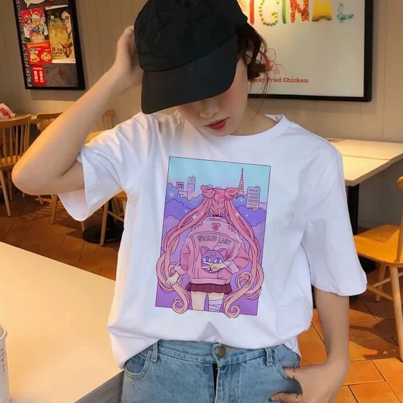Kawaii Sailor Moon Cartoon Design Casual T-Shirt