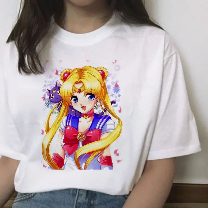 Sailor Moon Cartoon Print Harajuku Style Short Sleeve T-Shirt