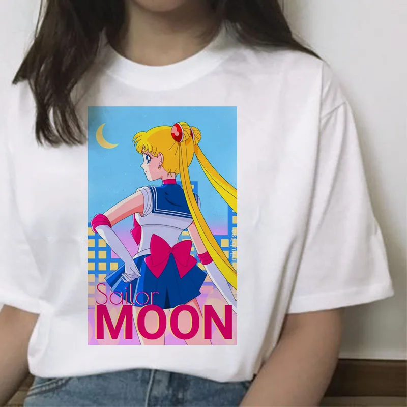 Sailor Moon Cartoon Print Harajuku Style Short Sleeve T-Shirt