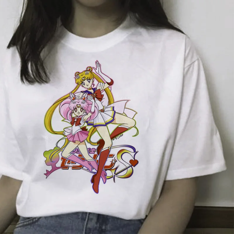 Sailor Moon Cartoon Print Harajuku Style Short Sleeve T-Shirt