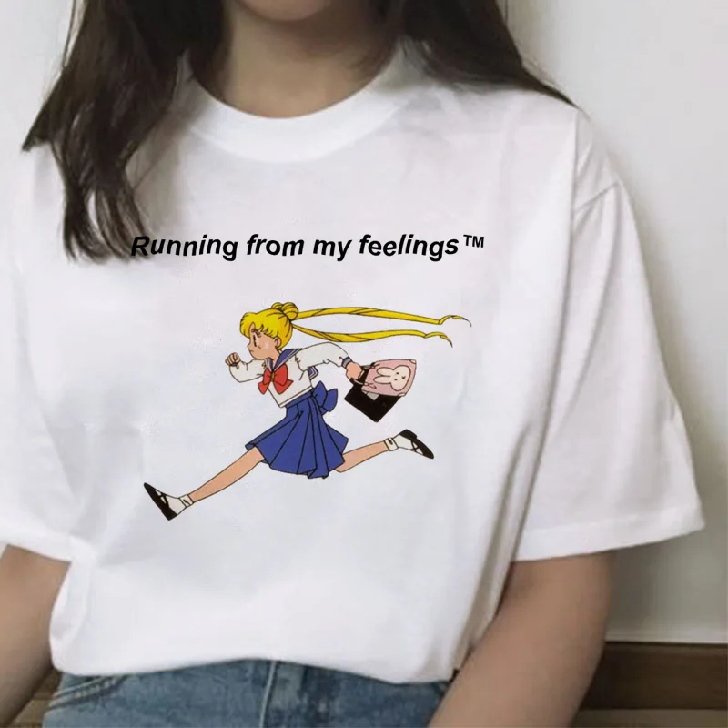 Sailor Moon Cartoon Print Harajuku Style Short Sleeve T-Shirt