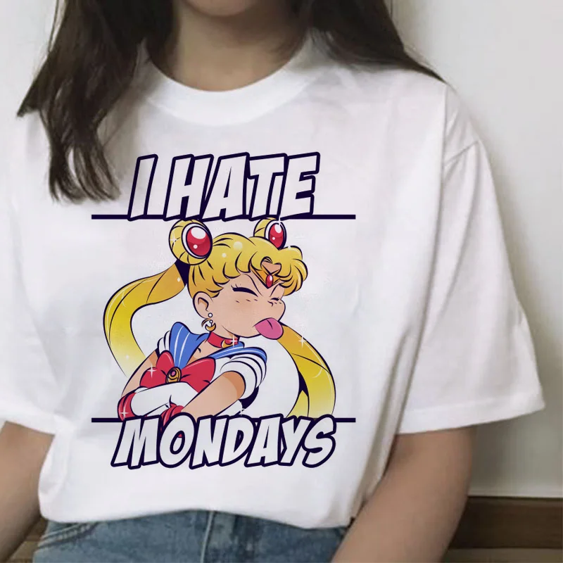 Sailor Moon Cartoon Print Harajuku Style Short Sleeve T-Shirt