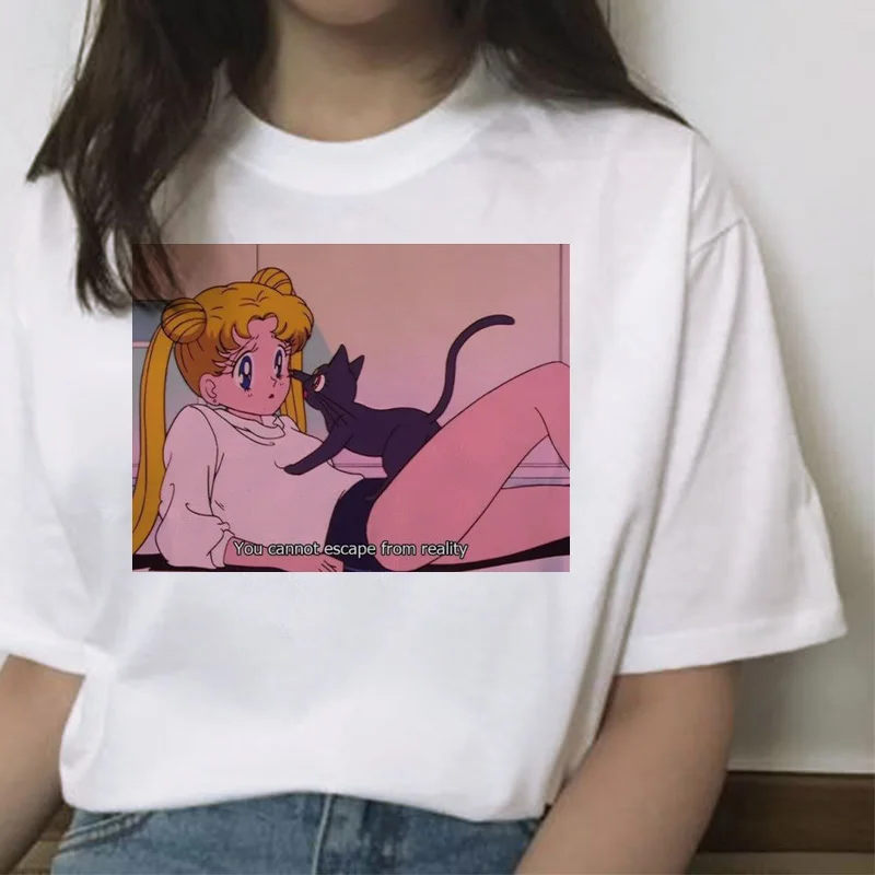 Sailor Moon Cartoon Print Harajuku Style Short Sleeve T-Shirt