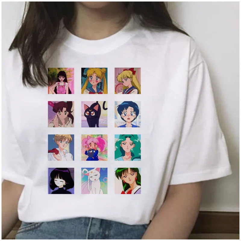 Sailor Moon Cartoon Print Harajuku Style Short Sleeve T-Shirt