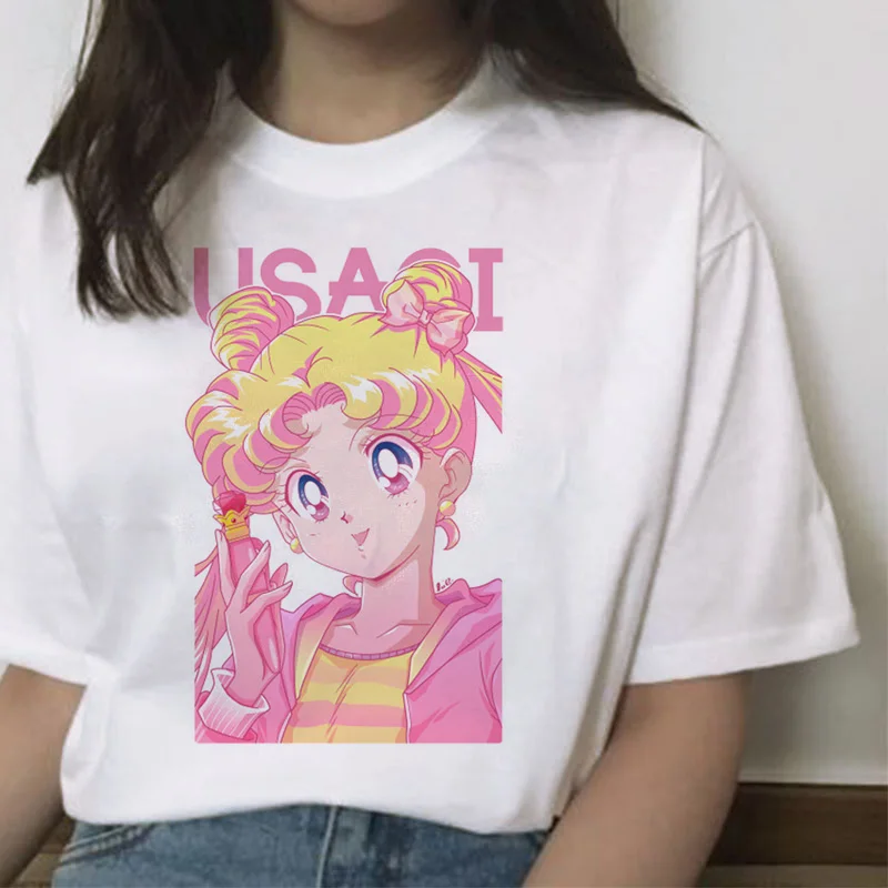 Sailor Moon Cartoon Print Harajuku Style Short Sleeve T-Shirt