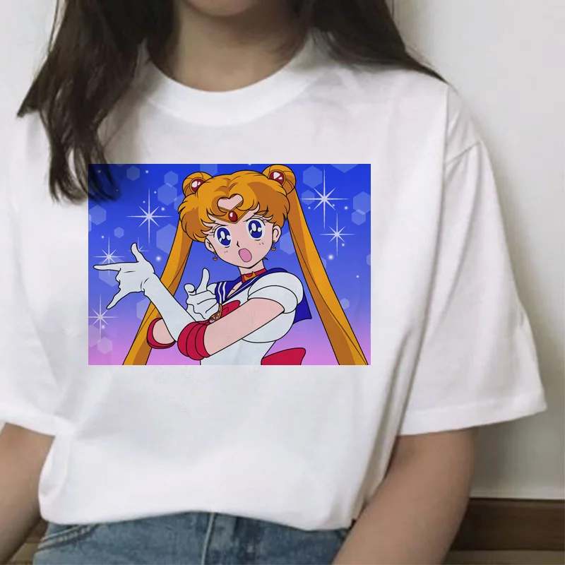 Sailor Moon Cartoon Print Harajuku Style Short Sleeve T-Shirt