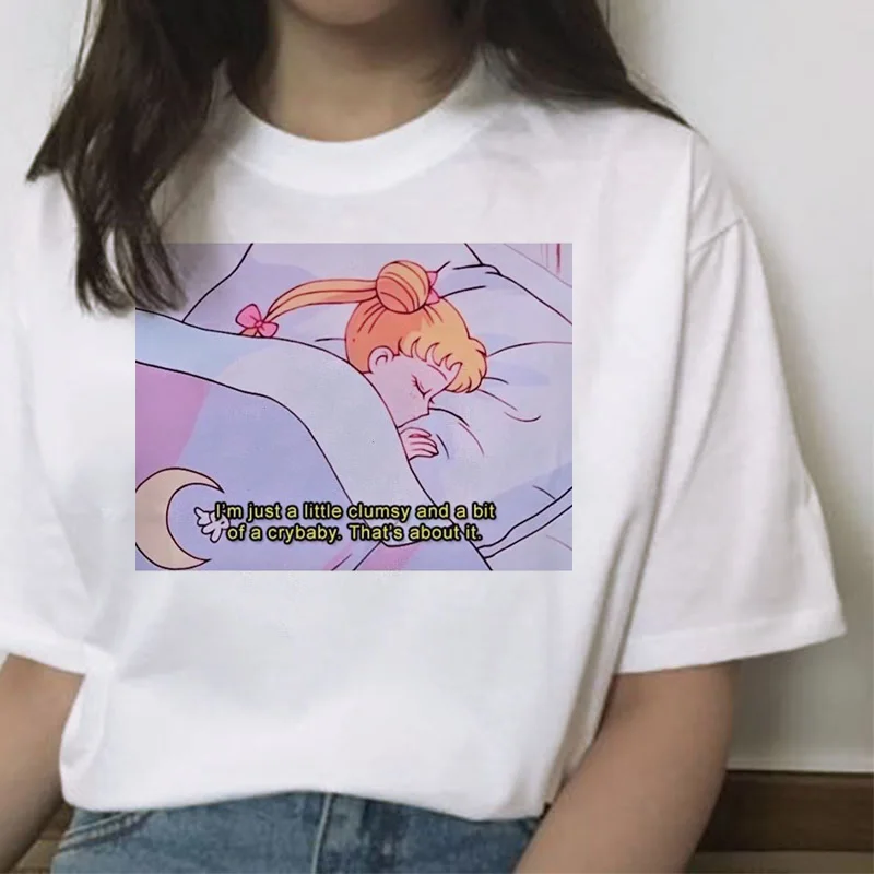 Sailor Moon Cartoon Print Harajuku Style Short Sleeve T-Shirt