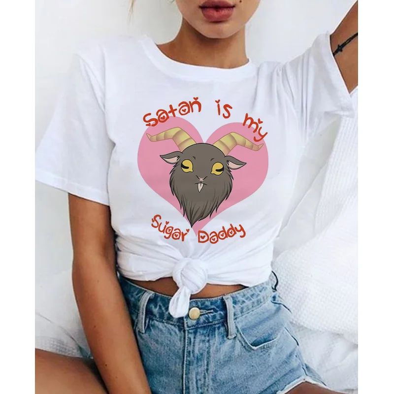 Satan Is My Sugar Letters Print Casual Short Sleeve T-Shirt