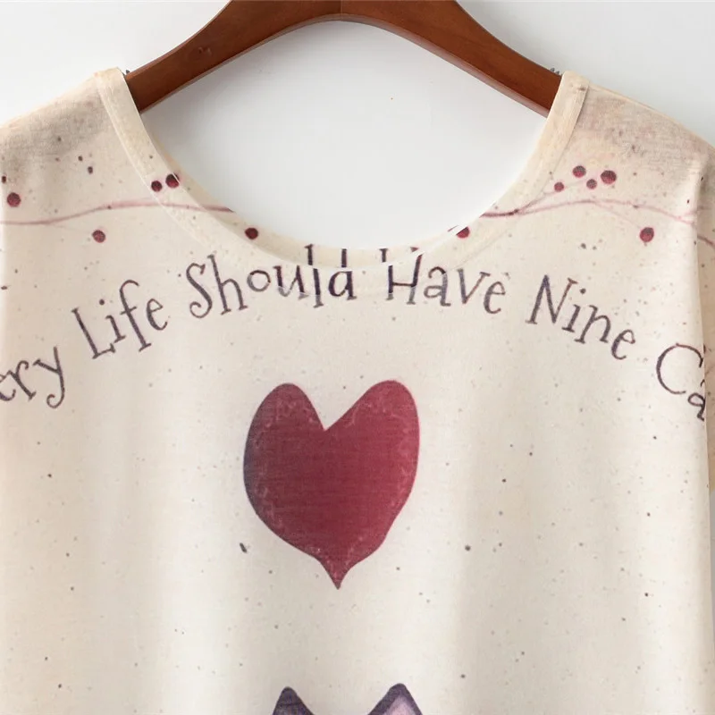 Harajuku Style Cat Cartoon Print Short Sleeve Casual T-Shirt