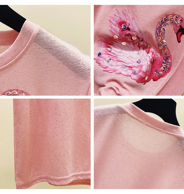 Swan Cartoon Design Short Sleeve Casual T-Shirt