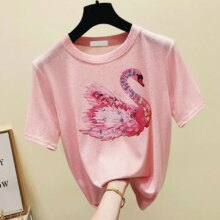 Swan Cartoon Design Short Sleeve Casual T-Shirt Swan Cartoon Design Short Sleeve Casual T-Shirt