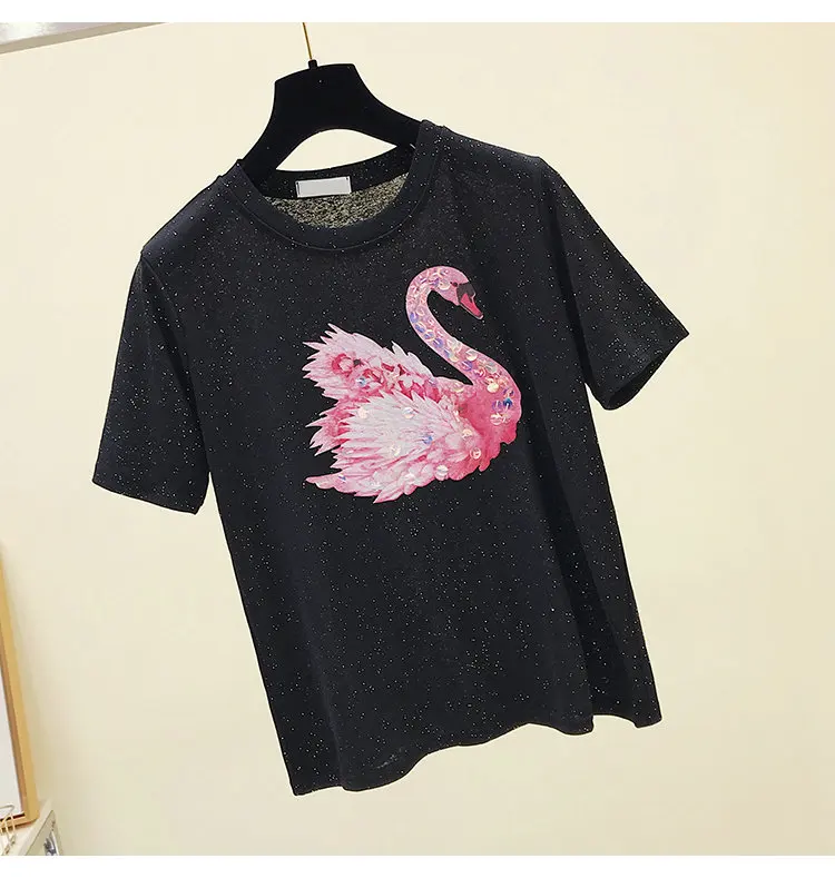 Swan Cartoon Design Short Sleeve Casual T-Shirt