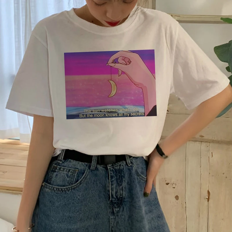 Sailor Moon Cartoon Harajuku Graphic Style Casual Short Sleeve T-Shirt