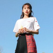 Love Heart Embroidery Style Casual Short Sleeve T-Shirt Love Heart Embroidery Style Casual Short Sleeve T-Shirt