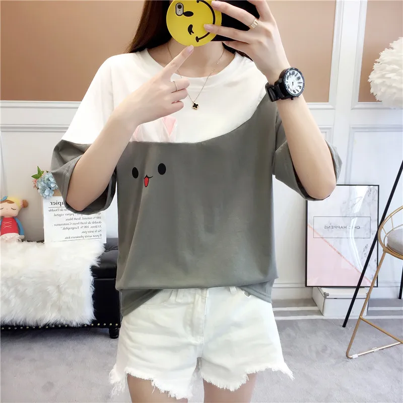 Harajuku Carrot & Rabbit Print T-Shirt