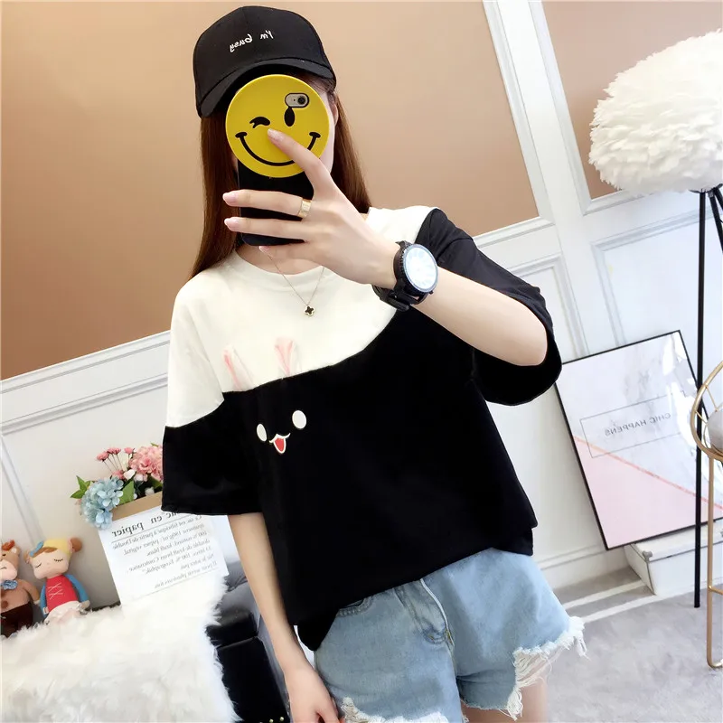 Harajuku Carrot & Rabbit Print T-Shirt