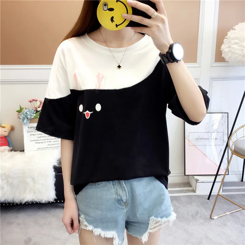 Harajuku Carrot & Rabbit Print T-Shirt