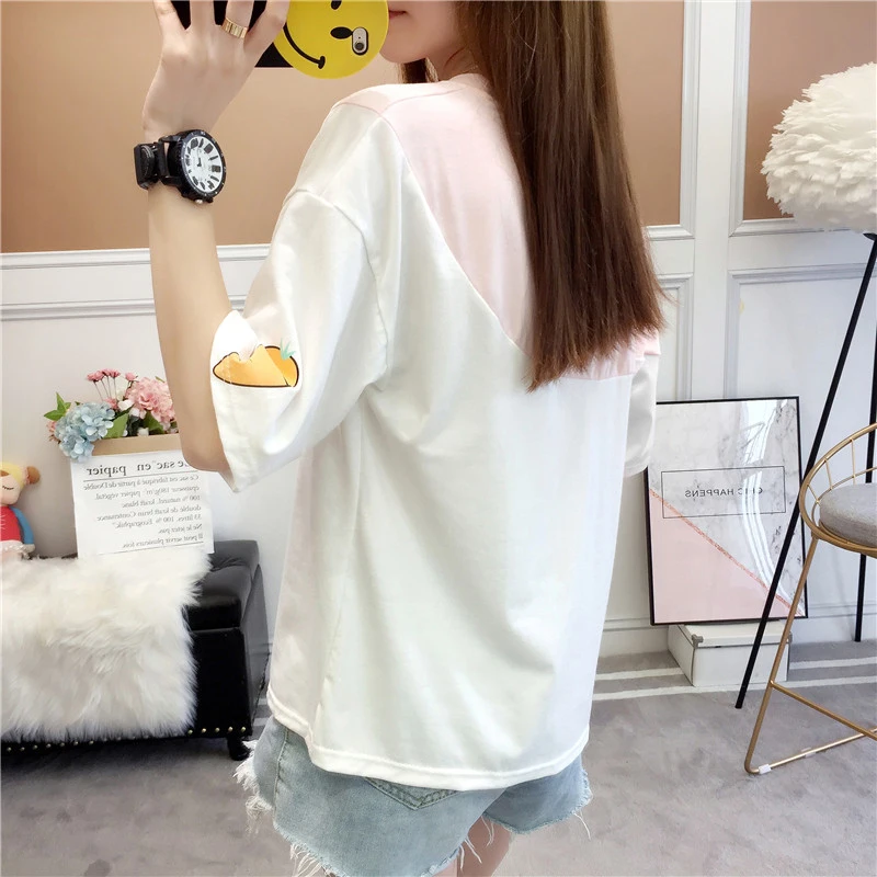 Harajuku Carrot & Rabbit Print T-Shirt