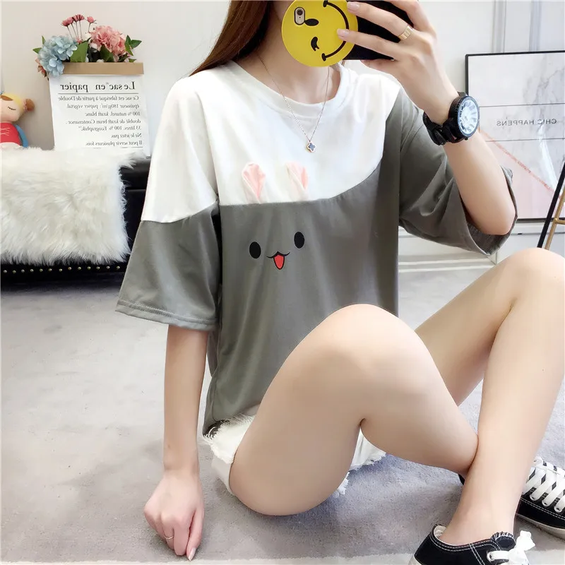 Harajuku Carrot & Rabbit Print T-Shirt