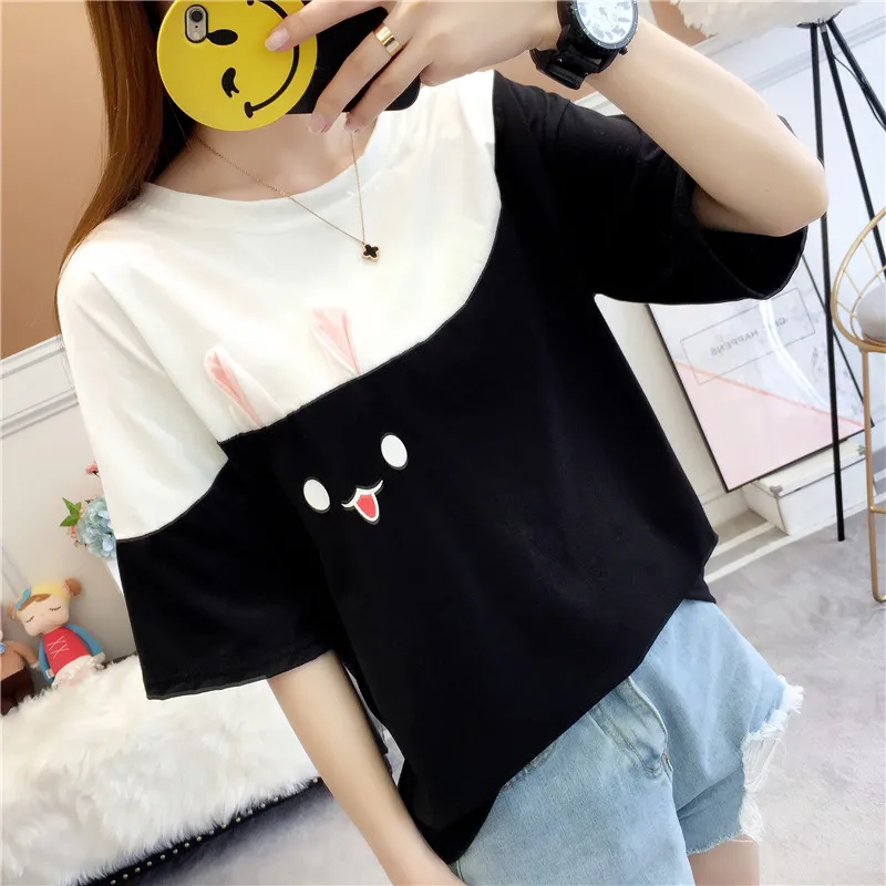 Harajuku Carrot & Rabbit Print T-Shirt