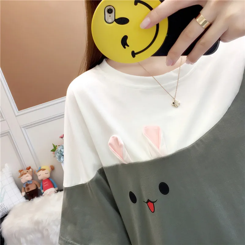 Harajuku Carrot & Rabbit Print T-Shirt