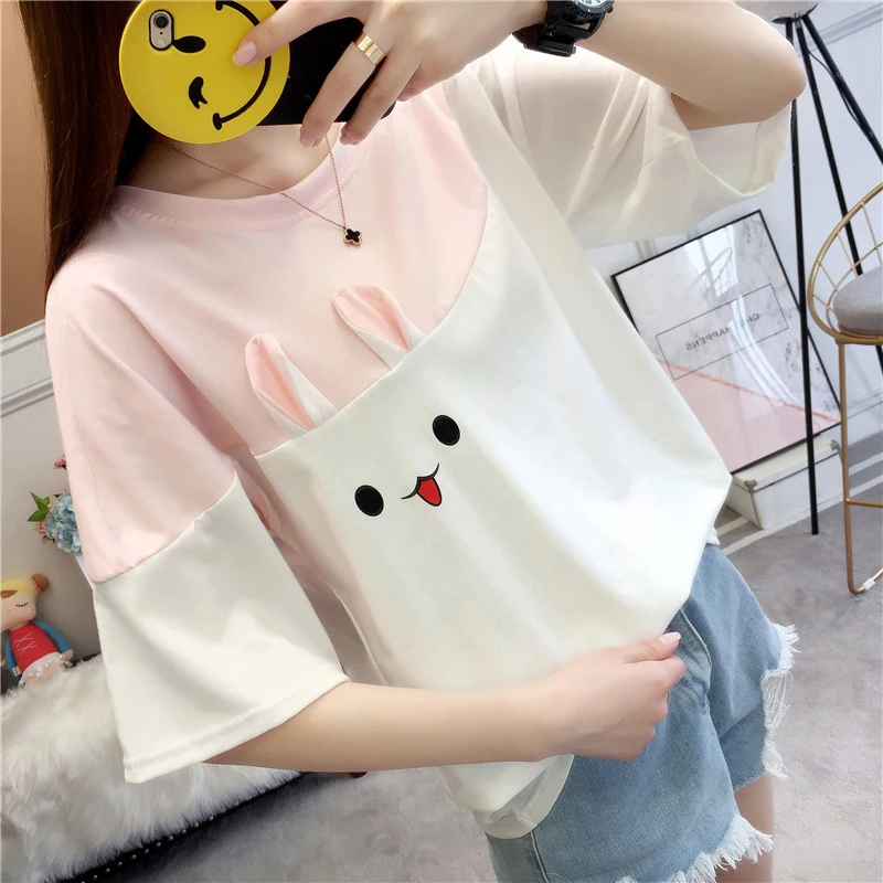 Harajuku Carrot & Rabbit Print T-Shirt