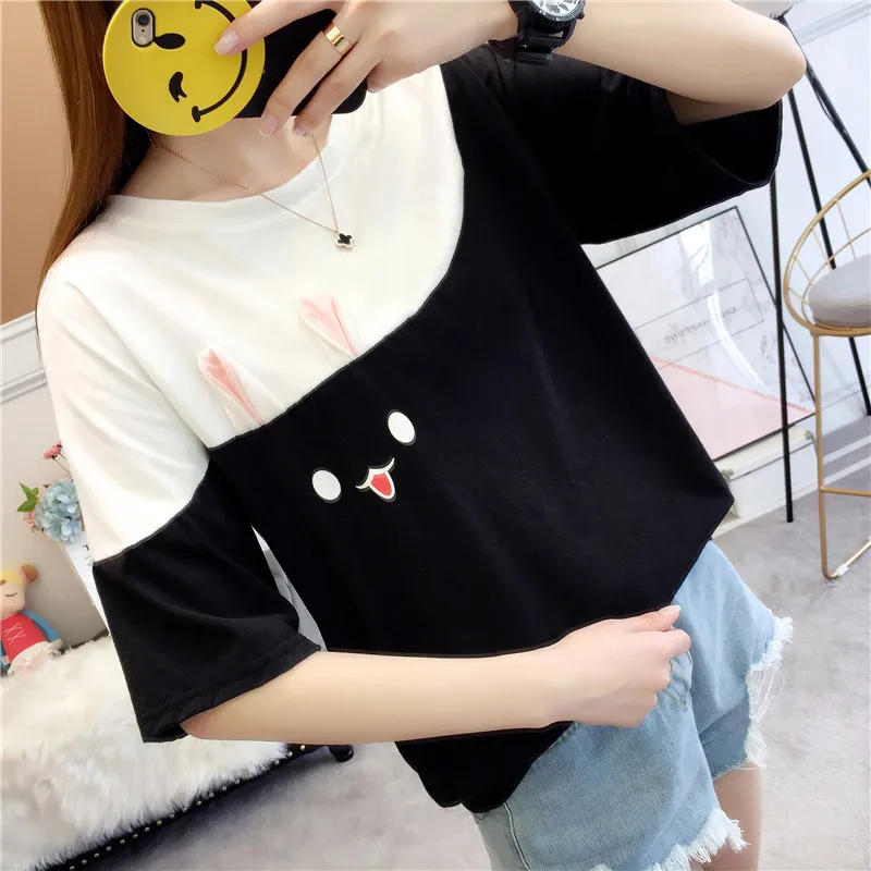 Harajuku Carrot & Rabbit Print T-Shirt