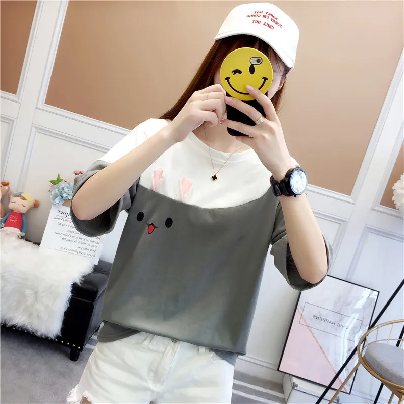 Harajuku Carrot & Rabbit Print T-Shirt