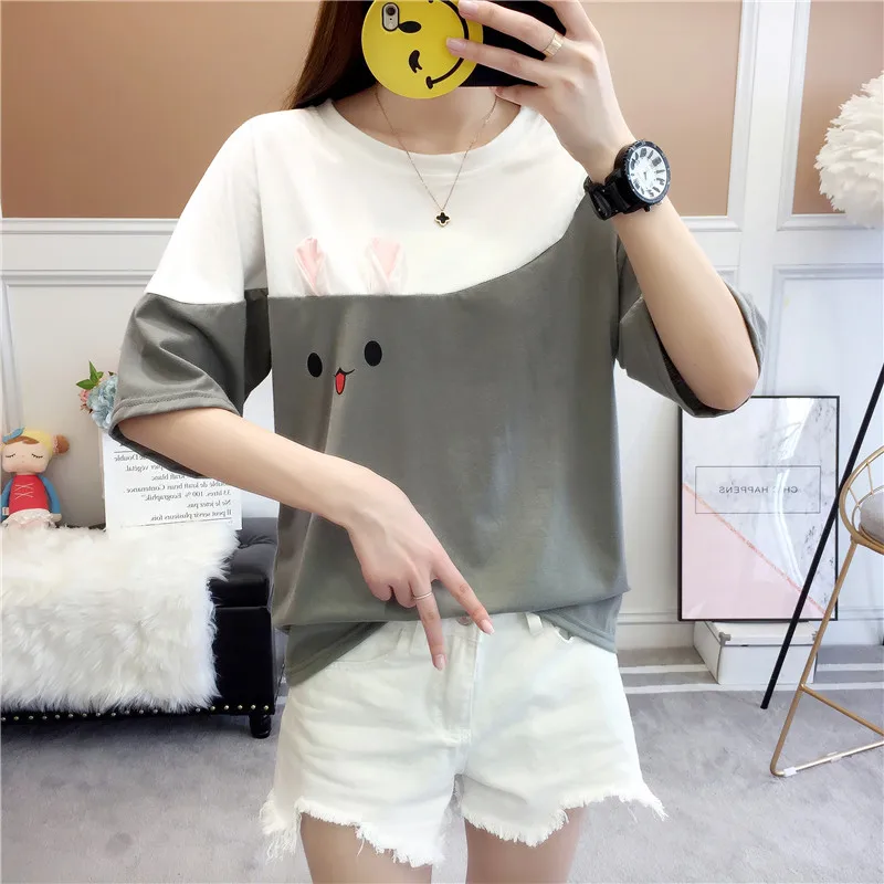 Harajuku Carrot & Rabbit Print T-Shirt