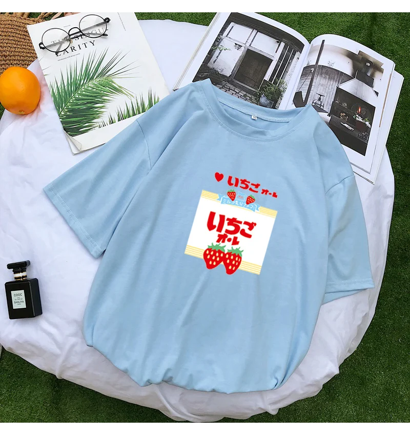 Strawberry Fruit Printed With O-Neck Style T-Shirt
