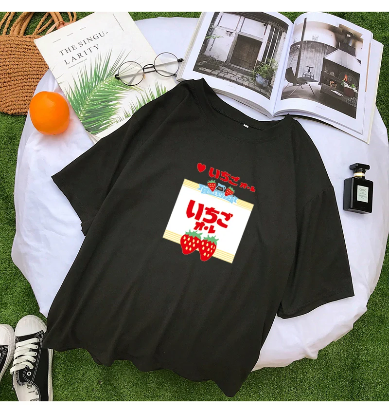 Strawberry Fruit Printed With O-Neck Style T-Shirt