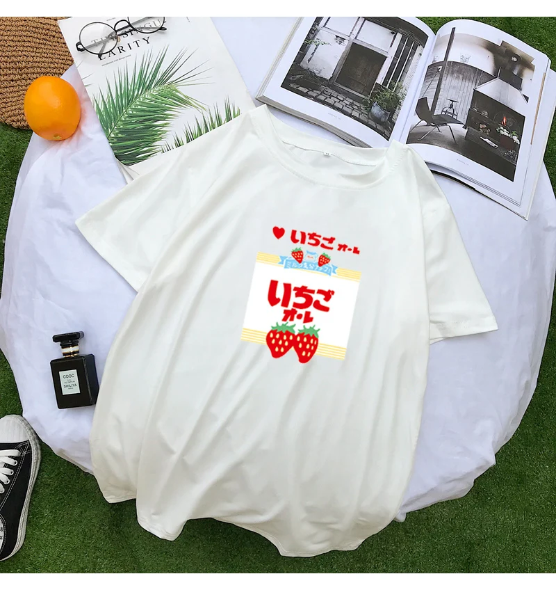 Strawberry Fruit Printed With O-Neck Style T-Shirt