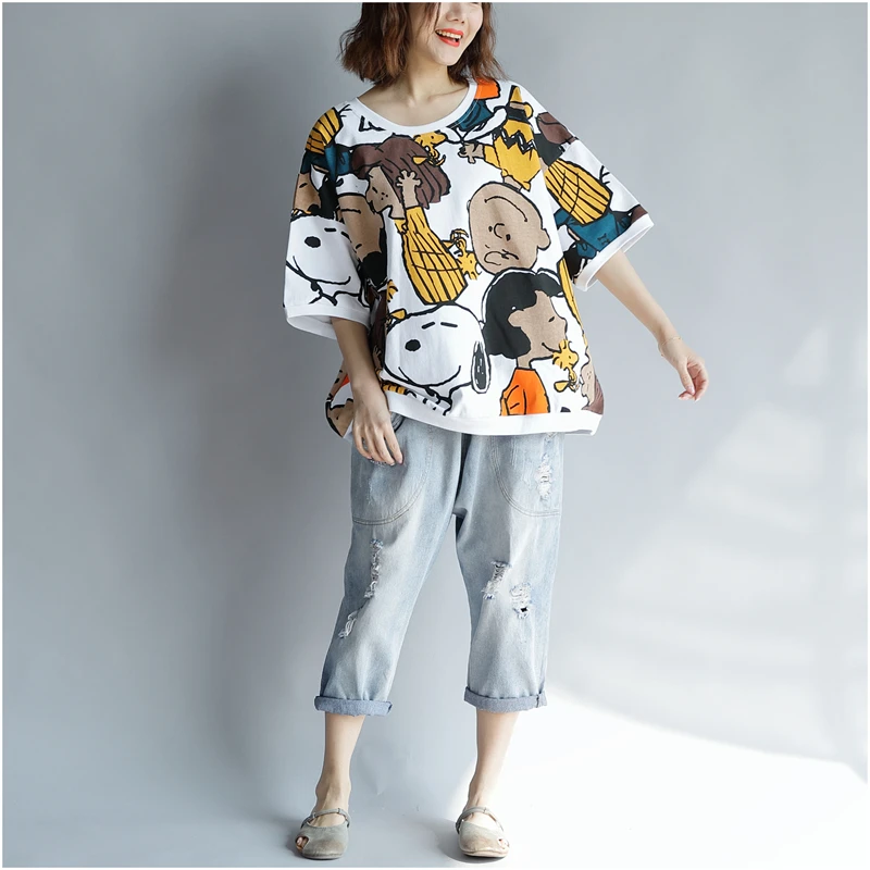 Vogue Cartoon Print Plus Size Casual T-Shirt Vogue Cartoon Print Plus Size Casual T-Shirt