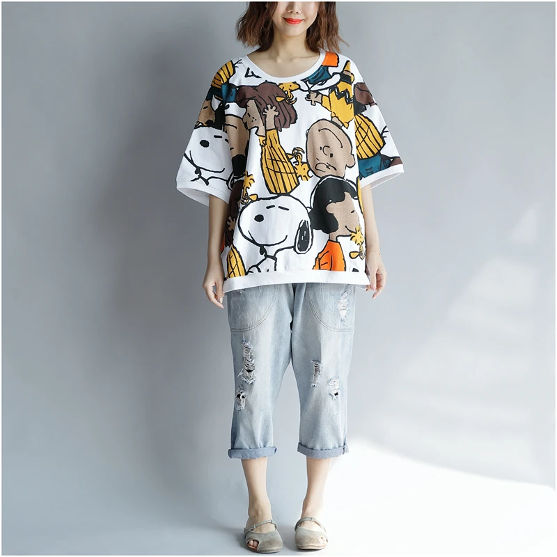 Vogue Cartoon Print Plus Size Casual T-Shirt Vogue Cartoon Print Plus Size Casual T-Shirt
