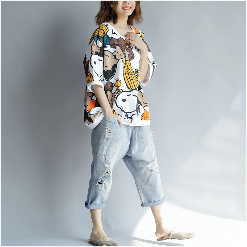 Vogue Cartoon Print Plus Size Casual T-Shirt Vogue Cartoon Print Plus Size Casual T-Shirt