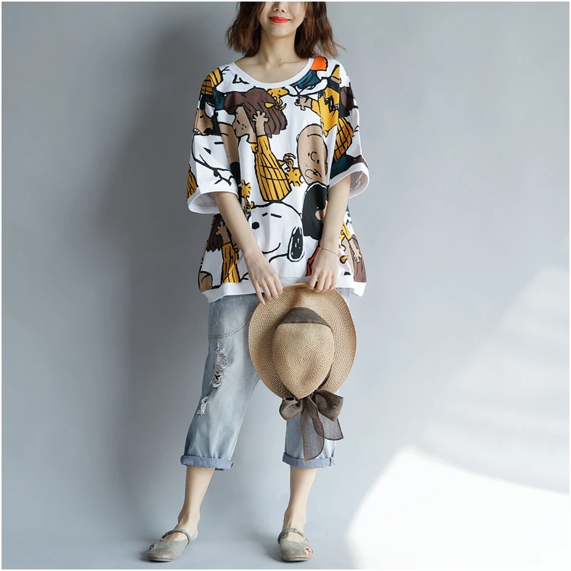 Vogue Cartoon Print Plus Size Casual T-Shirt Vogue Cartoon Print Plus Size Casual T-Shirt