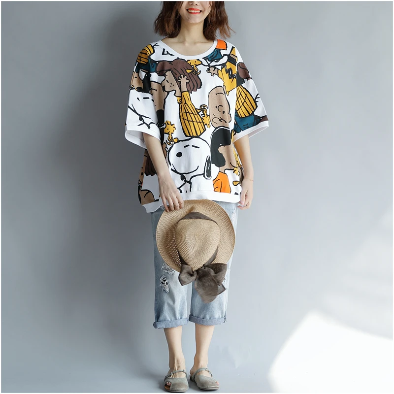Vogue Cartoon Print Plus Size Casual T-Shirt Vogue Cartoon Print Plus Size Casual T-Shirt