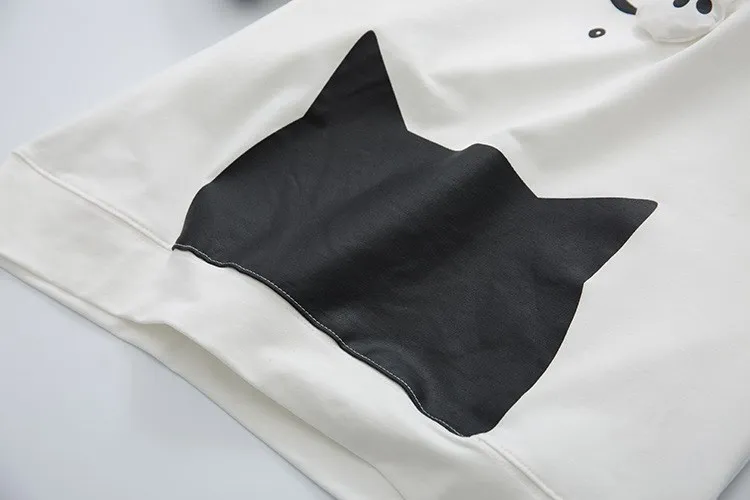 Cat Paw Print Hooded Short Sleeve Cotton T-Shirts Cat Paw Print Hooded Short Sleeve Cotton T-Shirts