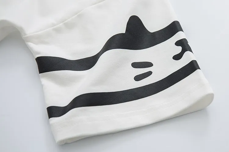 Cat Paw Print Hooded Short Sleeve Cotton T-Shirts Cat Paw Print Hooded Short Sleeve Cotton T-Shirts