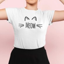 Animal Meow Cat Face Print Cotton T-Shirt Animal Meow Cat Face Print Cotton T-Shirt