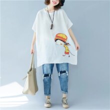 Girl Cartoon Print Harajuku Style Casual Loose T-Shirt Girl Cartoon Print Harajuku Style Casual Loose T-Shirt